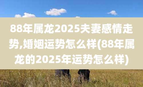 88年属龙2025夫妻感情走势,婚姻运势怎么样(88年属龙的2025年运势怎么样)