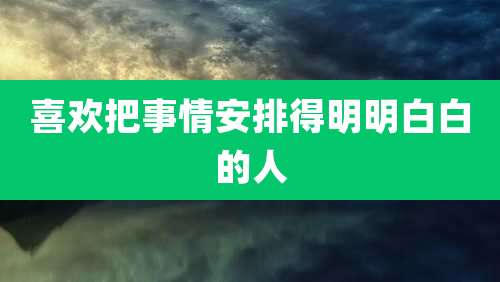 喜欢把事情安排得明明白白的人