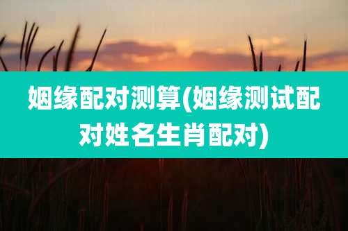 姻缘配对测算(姻缘测试配对姓名生肖配对)