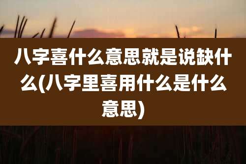 八字喜什么意思就是说缺什么(八字里喜用什么是什么意思)