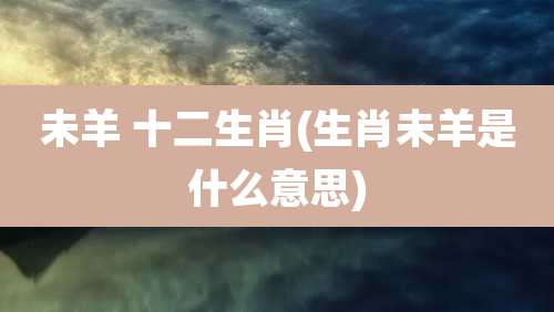 未羊 十二生肖(生肖未羊是什么意思)