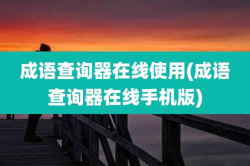 成语查询器在线使用(成语查询器在线手机版)