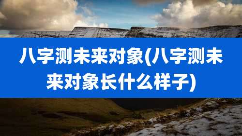 八字测未来对象(八字测未来对象长什么样子)