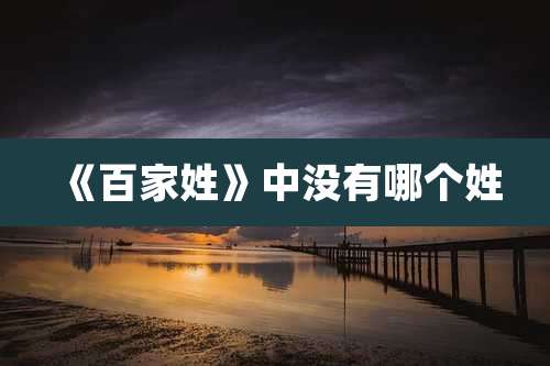 《百家姓》中没有哪个姓