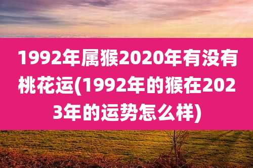 1992年属猴2020年有没有桃花运(1992年的猴在2023年的运势怎么样)