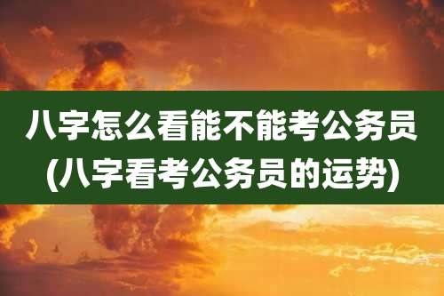 八字怎么看能不能考公务员(八字看考公务员的运势)