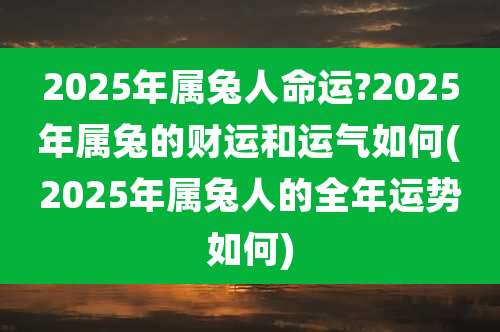 2025年属兔人命运?2025年属兔的财运和运气如何(2025年属兔人的全年运势如何)