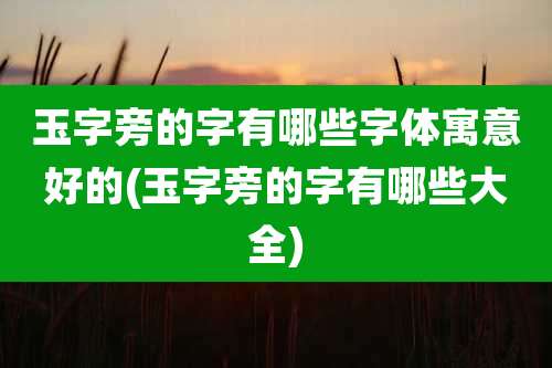 玉字旁的字有哪些字体寓意好的(玉字旁的字有哪些大全)