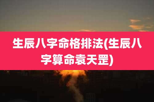 生辰八字命格排法(生辰八字算命袁天罡)