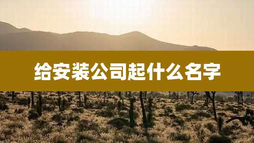 给安装公司起什么名字