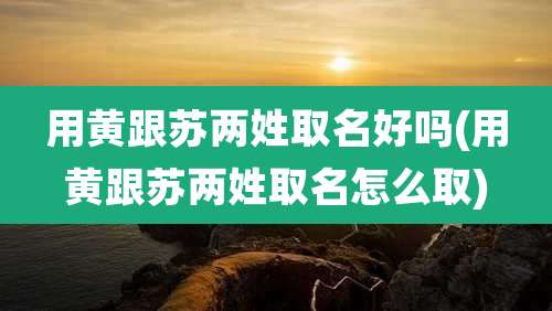 用黄跟苏两姓取名好吗(用黄跟苏两姓取名怎么取)