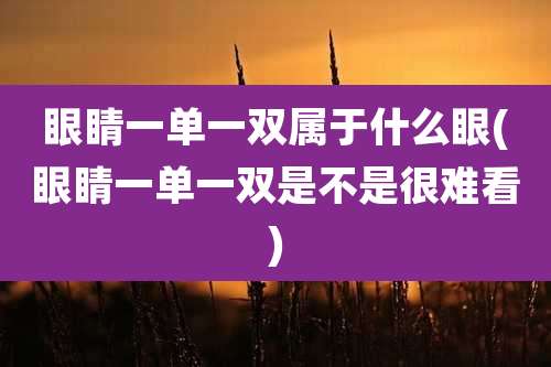 眼睛一单一双属于什么眼(眼睛一单一双是不是很难看)
