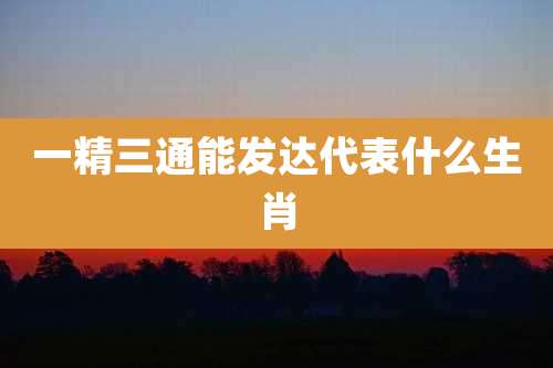 一精三通能发达代表什么生肖