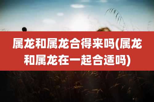 属龙和属龙合得来吗(属龙和属龙在一起合适吗)
