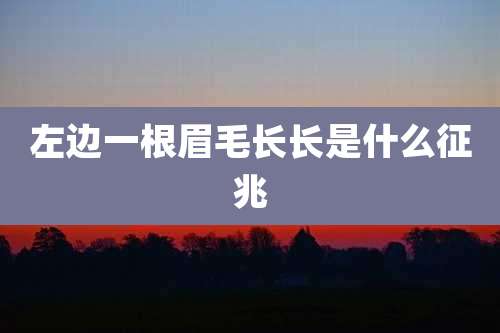 左边一根眉毛长长是什么征兆