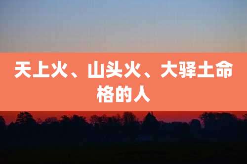 天上火、山头火、大驿土命格的人