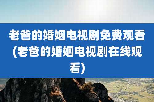 老爸的婚姻电视剧免费观看(老爸的婚姻电视剧在线观看)