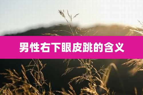 男性右下眼皮跳的含义