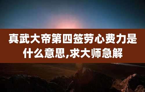 真武大帝第四签劳心费力是什么意思,求大师急解