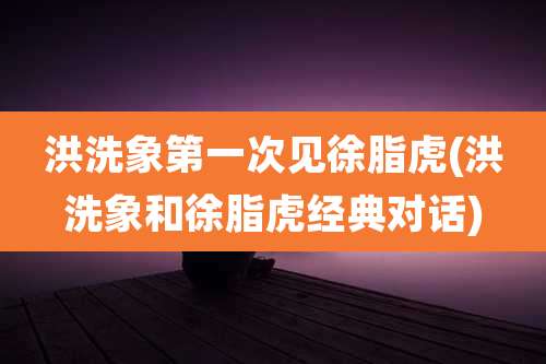 洪洗象第一次见徐脂虎(洪洗象和徐脂虎经典对话)