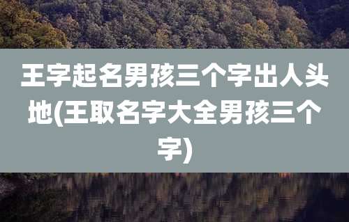 王字起名男孩三个字出人头地(王取名字大全男孩三个字)