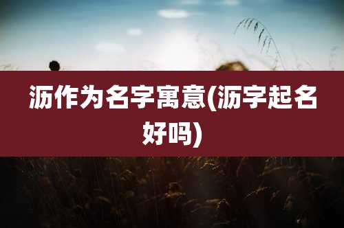 沥作为名字寓意(沥字起名好吗)