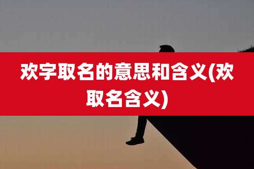 欢字取名的意思和含义(欢取名含义)