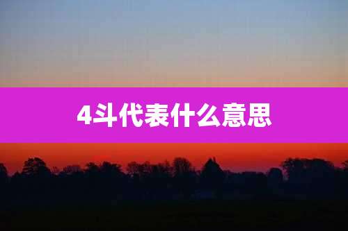 4斗代表什么意思