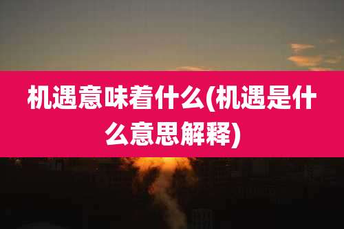 机遇意味着什么(机遇是什么意思解释)