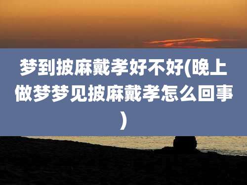 梦到披麻戴孝好不好(晚上做梦梦见披麻戴孝怎么回事)