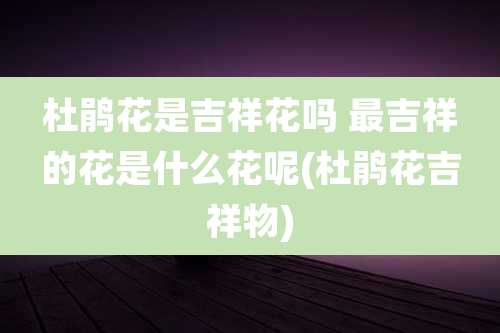 杜鹃花是吉祥花吗 最吉祥的花是什么花呢(杜鹃花吉祥物)