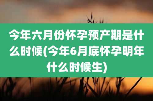 今年六月份怀孕预产期是什么时候(今年6月底怀孕明年什么时候生)