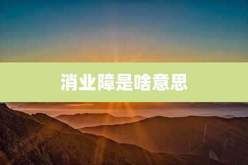 消业障是啥意思