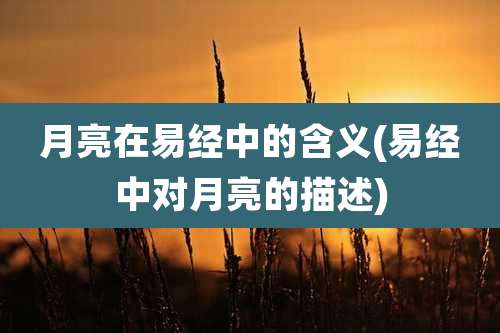 月亮在易经中的含义(易经中对月亮的描述)