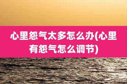 心里怨气太多怎么办(心里有怨气怎么调节)