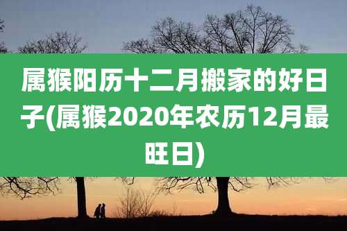 属猴阳历十二月搬家的好日子(属猴2020年农历12月最旺日)