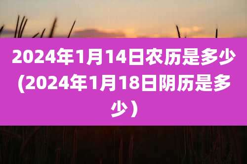 2024年1月14日农历是多少(2024年1月18日阴历是多少）