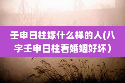 壬申日柱嫁什么样的人(八字壬申日柱看婚姻好坏)