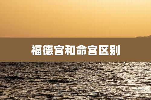 福德宫和命宫区别