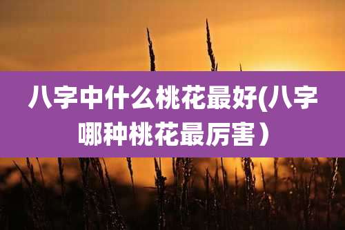 八字中什么桃花最好(八字哪种桃花最厉害）