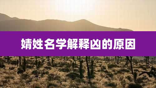 婧姓名学解释凶的原因