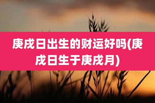 庚戌日出生的财运好吗(庚戌日生于庚戌月)