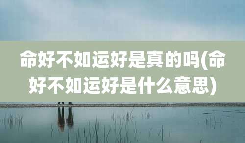 命好不如运好是真的吗(命好不如运好是什么意思)