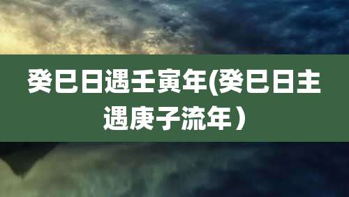 癸巳日遇壬寅年(癸巳日主遇庚子流年)