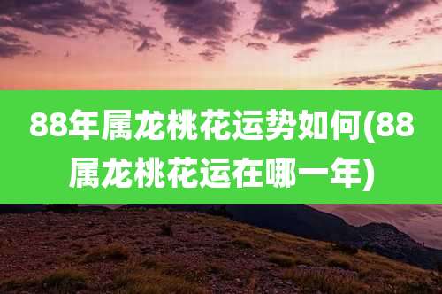 88年属龙桃花运势如何(88属龙桃花运在哪一年)