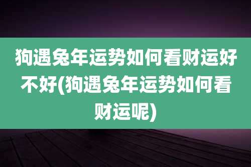 狗遇兔年运势如何看财运好不好(狗遇兔年运势如何看财运呢)