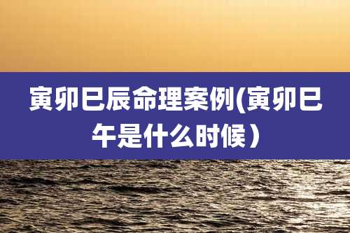 寅卯巳辰命理案例(寅卯巳午是什么时候)