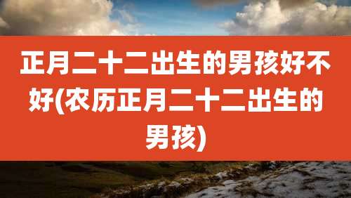 正月二十二出生的男孩好不好(农历正月二十二出生的男孩)