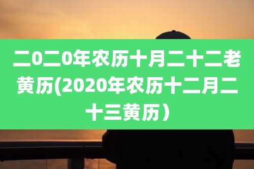 二0二0年农历十月二十二老黄历(2020年农历十二月二十三黄历)