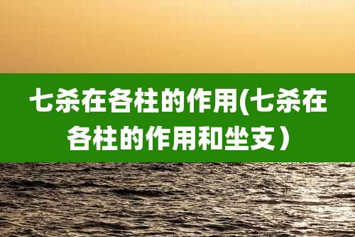 七杀在各柱的作用(七杀在各柱的作用和坐支)
